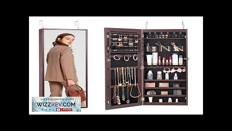 VEVOR Mirror Jewelry Cabinet 42.52in Lockable Wall or Door Mounted Armoire Brown Review