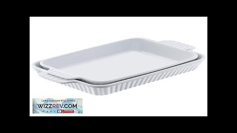 Ceramic Baking Dish 2 Pieces Rectangular Bakeware Set Deep for Baking White Review