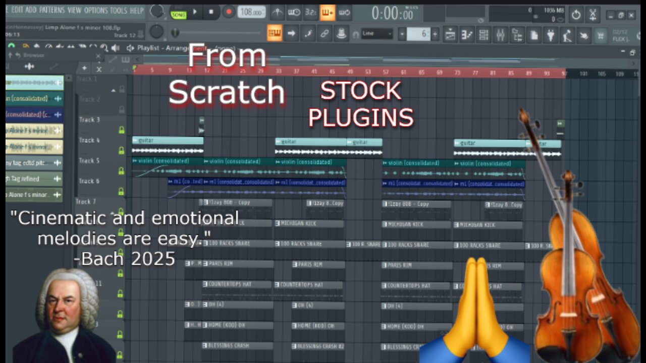 Cinematic and emotional Beat-FL Studio-How to make Beats from scratch w/ STOCK Plugins