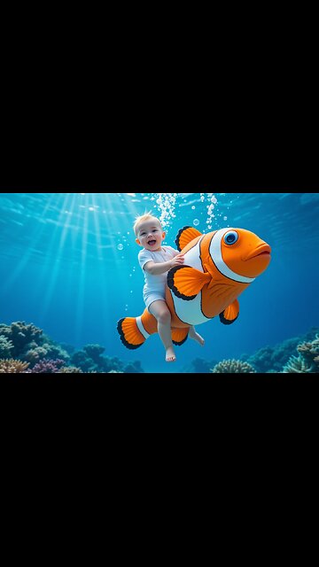Joyful Baby Swims with Fish: An Underwater Wonderland