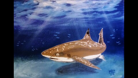 Tiny black tip shark painting