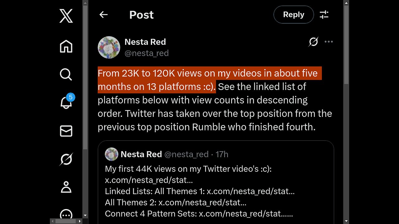 From 23K to 120K views on my videos in about six months on 13 platforms :c)