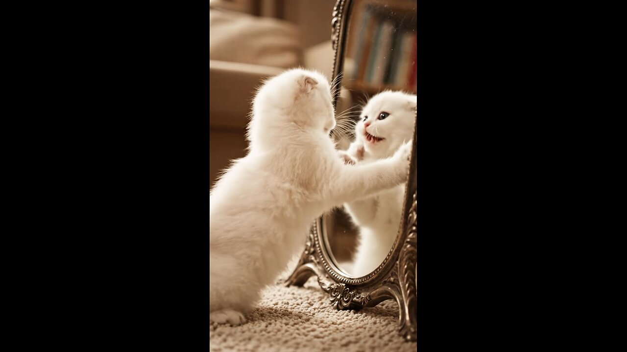 Tiny Kitten vs. Her Own Reflection 😂🐾 | Cutest Funny Cat Moment Ever!
