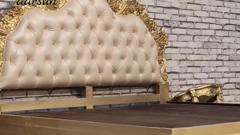 Stop & Stare! The Most Beautiful Luxury Double Bed With Gold Deco & Cushion Backrest