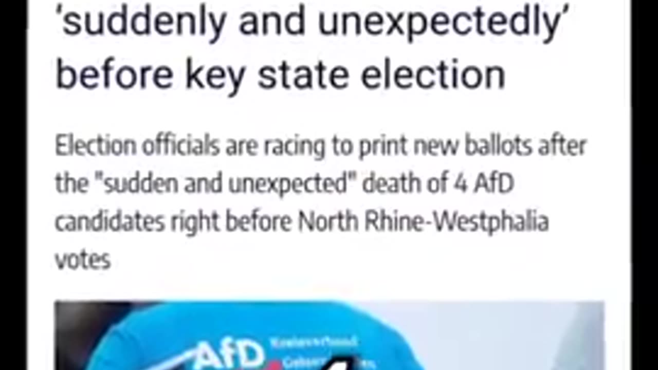 “STATISTICALLY IMPOSSIBLE”： SEVENTH AFD CANDIDATE DIES IN LEAD UP TO GERMAN ELECTIONS ☠️