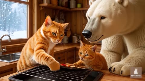 Mama Cat Trims Fur on the Farm and Makes Tiger Hat For Kittens At Home🐾🎩🐯_3