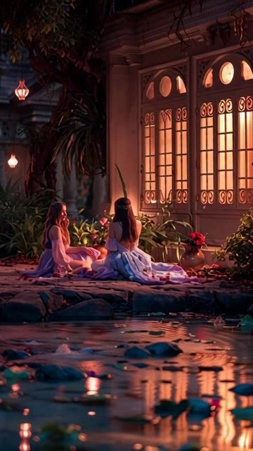 A beautiful fantasy gilliter park amazing realistic lights beautiful homes beautiful womens