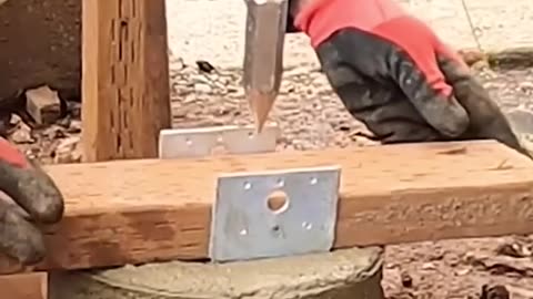 Deck support post concrete footings with post brackets. #construction #diy #concrete