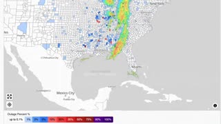 Outages over last 36 hrs in mid-eastern US, w/ weather radar overlay ~ by PowerOutage .us