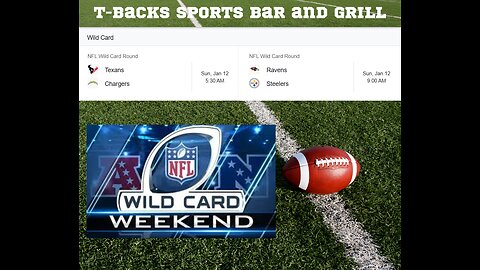 T-Backs Sports Bar and Grill Sports Schedule and Hot Dog Special for Sunday Jan 12, 2025