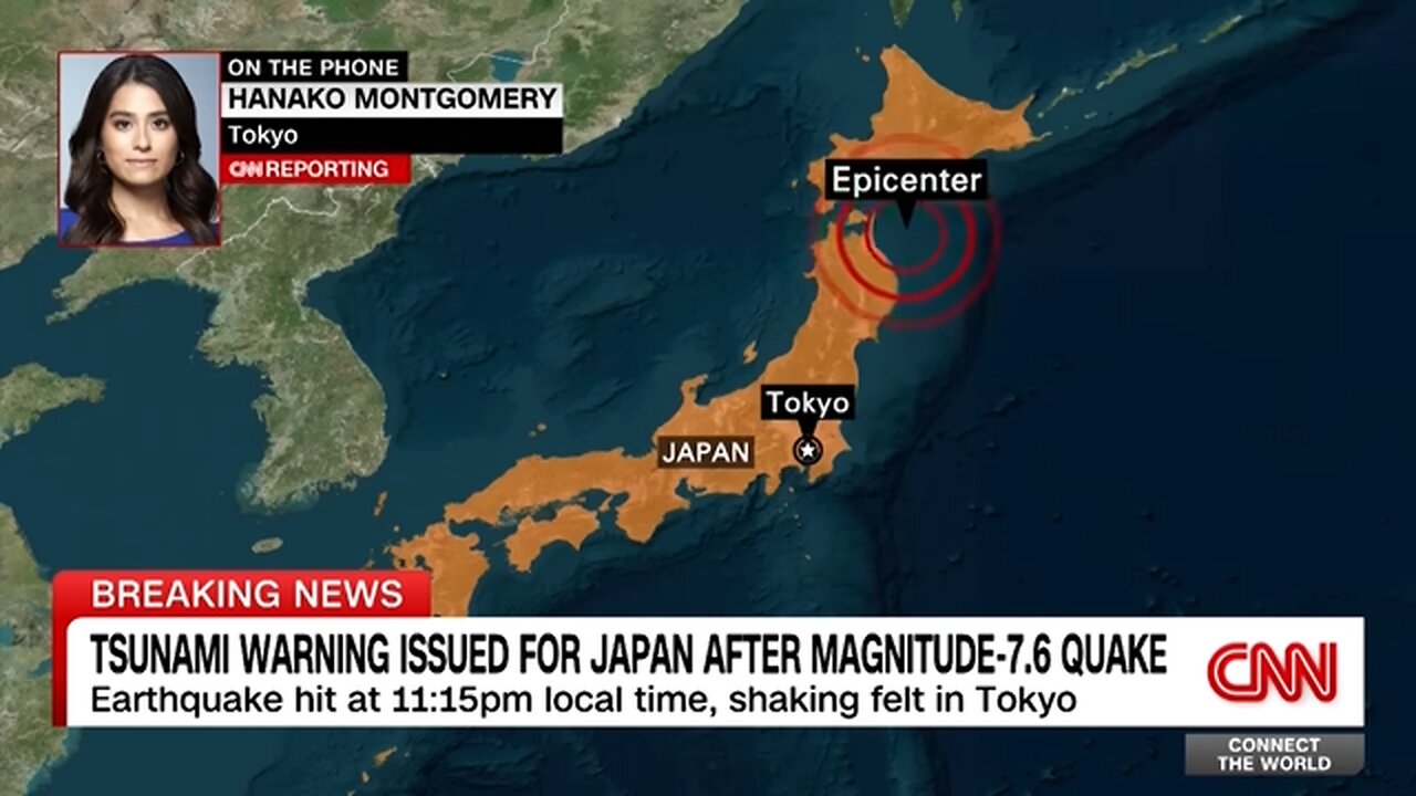 Tsunami alert issued for Japan after 7.6-magnitude earthquake