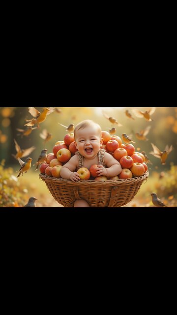 Baby's Adorable Apple Picking with Playful Birds! 🍏🦜😄