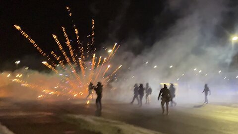 Fireworks & Teargas Outside Federal Building in Minnesota