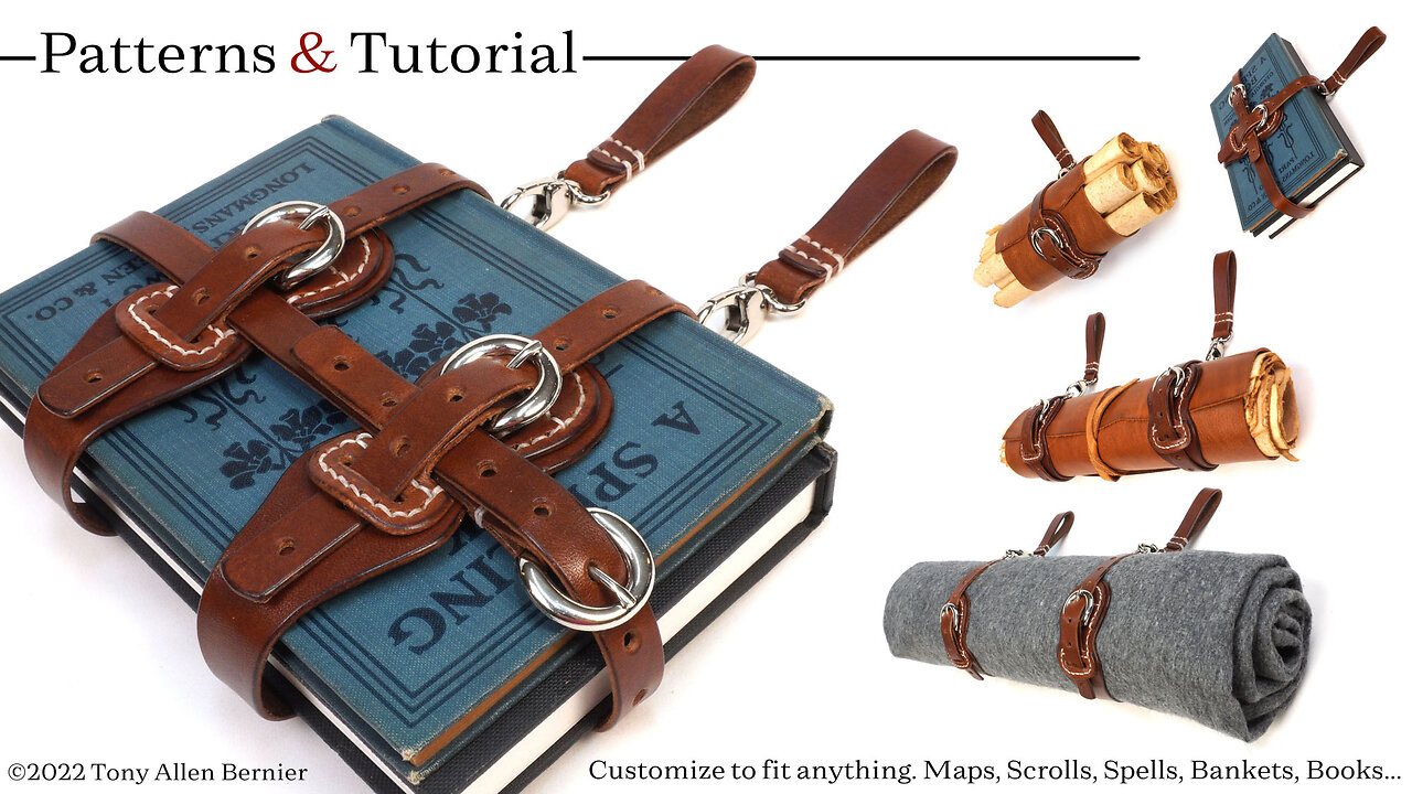 How to make leather belt straps for Books, Maps, Scrolls, Spells, Blankets, and just about anything!