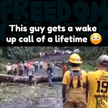 This guy gets a wake-up call from the tree in the road. Wow 😅
