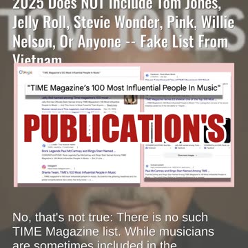 Fact Check: Fake Time Magazine's 100 Most Influential People In Music For 2025 List Is NOT Real