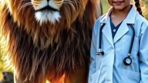 Brave Little Doctor and Her Majestic Lion A Powerful Bond in the Wild 🌟🦁 Heartwarming Moment