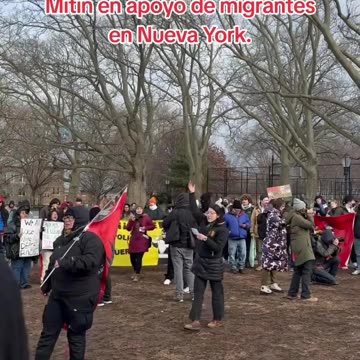 Protesta en apoyo de migrantes en Nueva York.