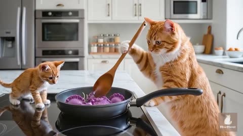 Mama Cat Trims Fur on the Farm and Makes Tiger Hat For Kittens At Home🐾🎩🐯_12