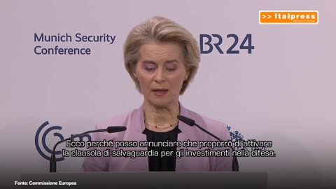 NOTIZIE DAL MONDO Von der Leyen:Più flessibilità per gli investimenti nella difesa.Abbiamo dato agli Stati membri dell'UE un margine di manovra fiscale extra attivando la clausola di salvaguardia e accelerare l'adesione di Ucraina all'UE