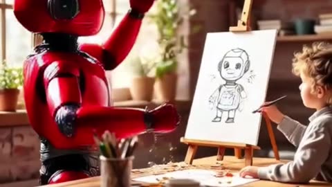 Kid and robot