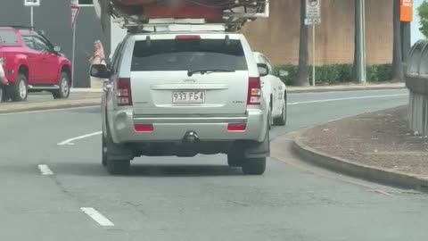 Hot Tub Strapped to Car on Freeway