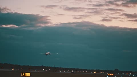 Slow Motion Footage Of An Aircraft Taking Off From The Runway