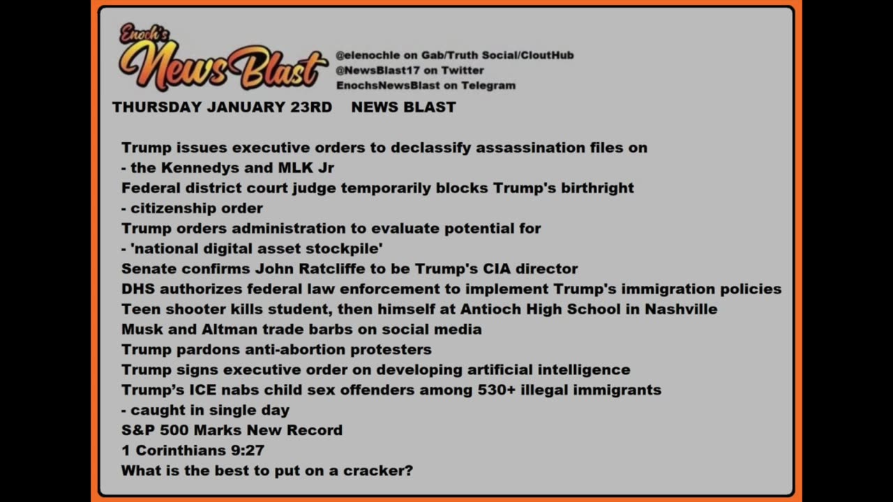 Thursday, January 23, 2025 News Blast