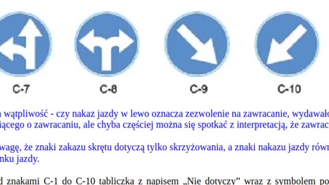 Owieczki drogowe, czy na nakazie skrętu w prawo można skręcić w lewo, suwak