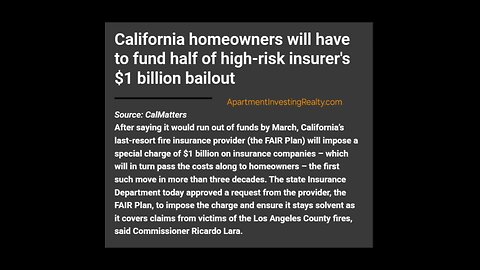 California Property Owners to Fund $1 BILLION Bailout 😬🤯🏢