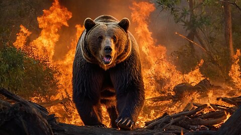 Unbelievable Bear Rescue: A Father’s Fight to Save His Cub from WildFire!