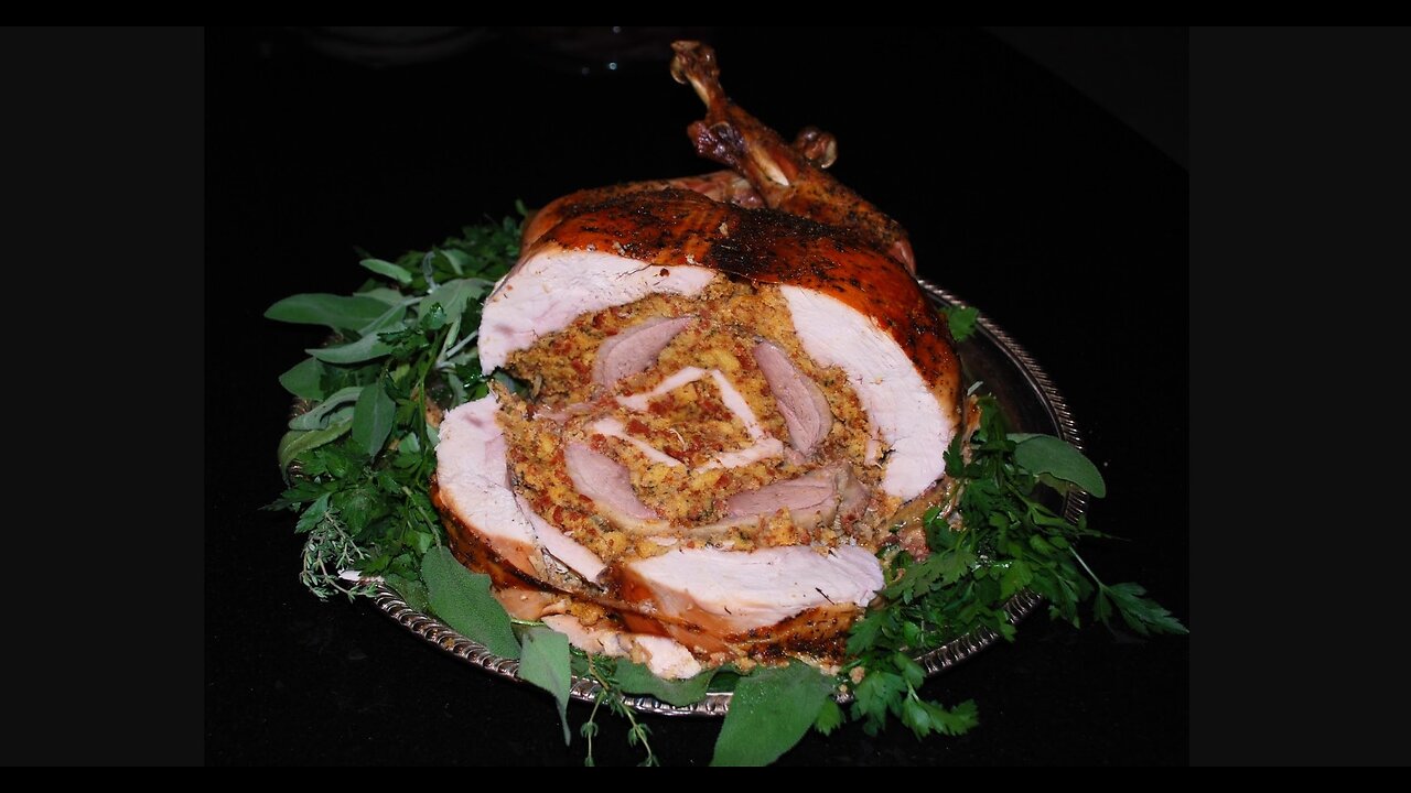 chicken, stuffed into a duck, progressively stuffed into a turkey and baked. ❤