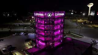 Carvana Vending Machine Lit Up in Pink for Breast Cancer Awareness Month
