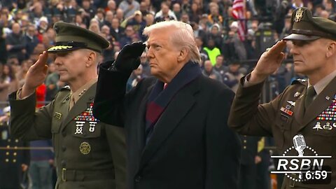 WATCH: President Trump walks onto the field for the 126th annual Army-Navy game. - 12/13/2025