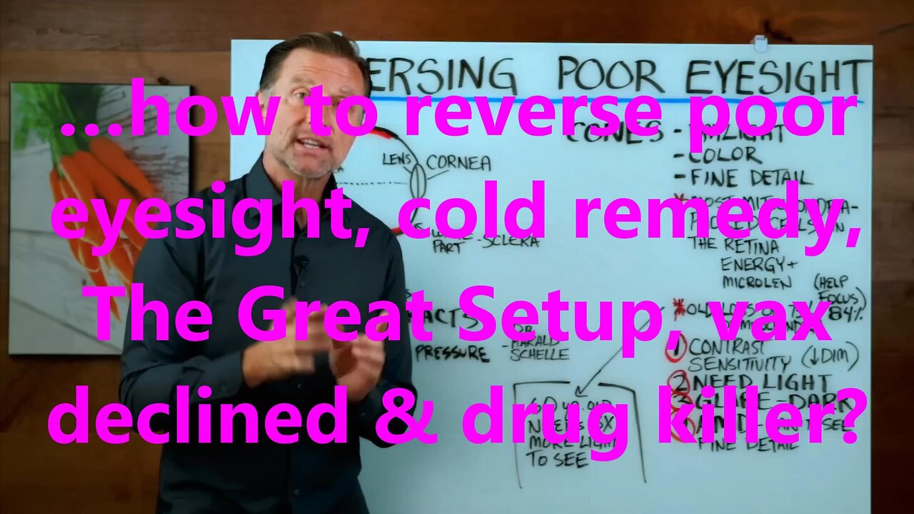 …how to reverse poor eyesight, cold remedy, The Great Setup, vax declined & drug killer?
