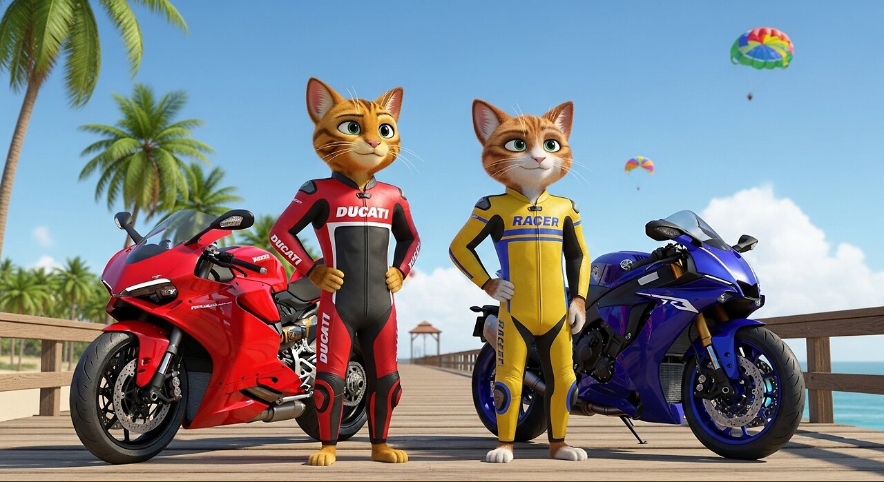 What Happens When Ducati & Racer Go Parasailing? 🏍️🌴 | Florida Space Coast Adventure#Shorts #Family