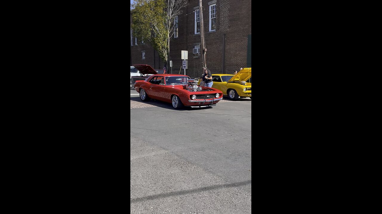 Roots blown 1969 Camaro rolling through the Main Street cruise in Cleveland, TN