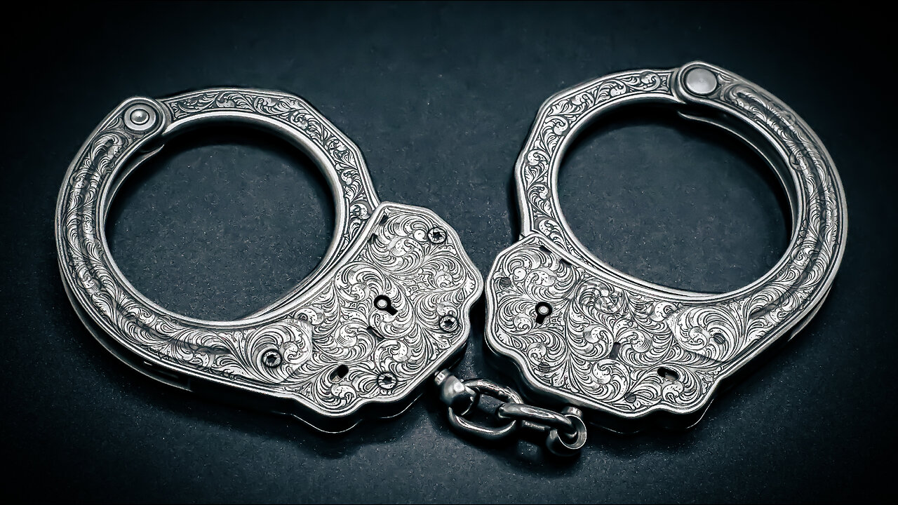 Hand Drawn Scrollwork Deep Engraved Handcuffs | Fiber Metal Laser Engraving Vector Files