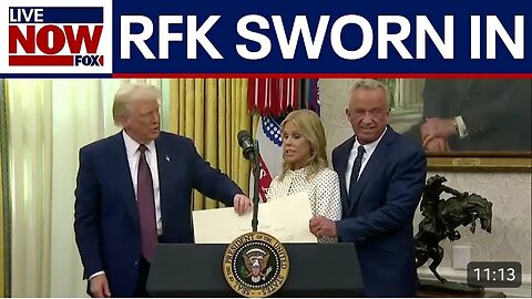 WATCH: RFK Jr w/ wife Cheryl Hines & President Trump in Oval Office swearing in