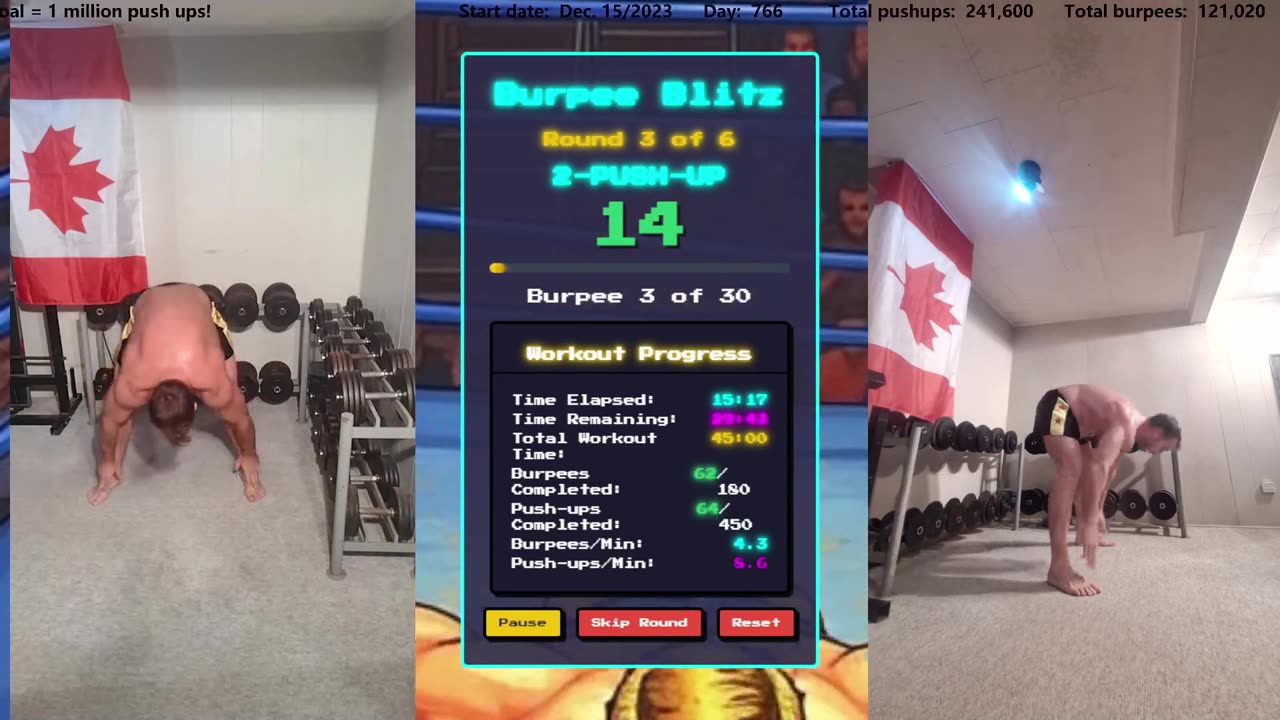 Everyday 450 push ups and 180 Burpees!