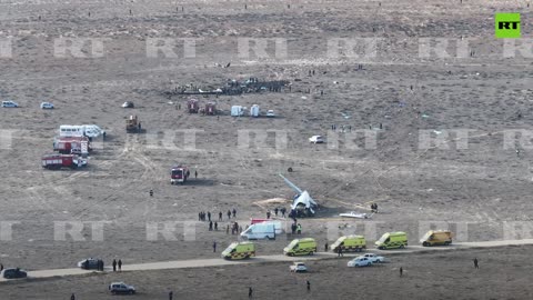 Exclusive drone footage of Kazakhstan plane crash site