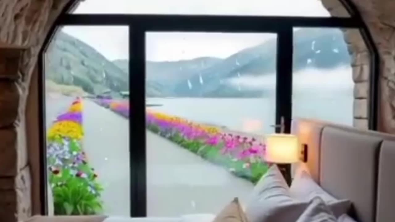 Rainy cave resort room