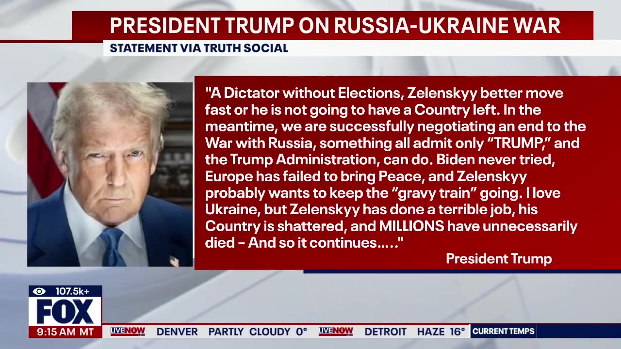 President Donald Trump calls out Zelenskyy