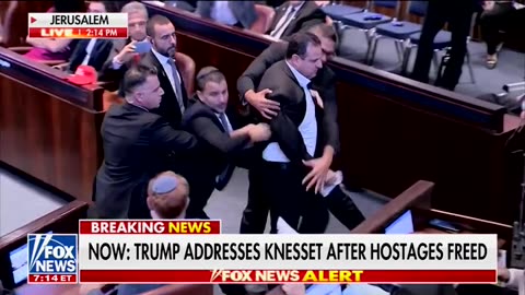 Israeli Police Swiftly Remove Hecklers Who Attempted To Derail Trump's Speech