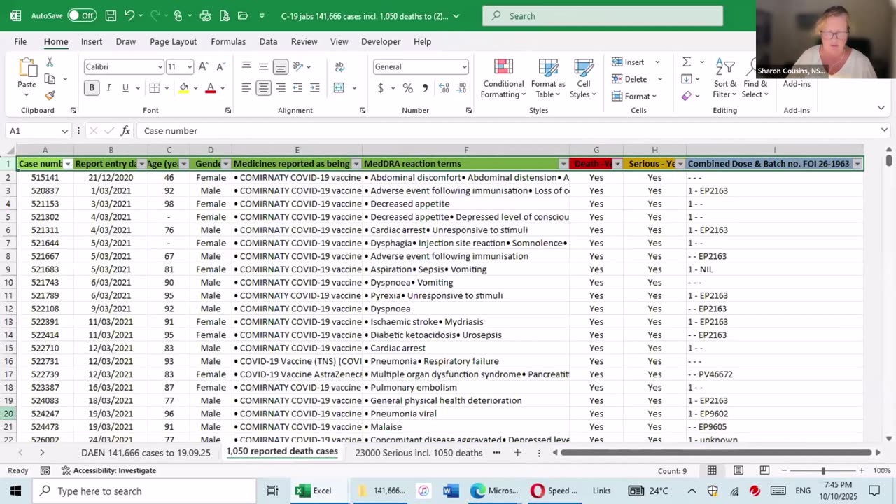 World First Excel of C-19 jab reports (injuries & deaths) in Australia with Batch Numbers