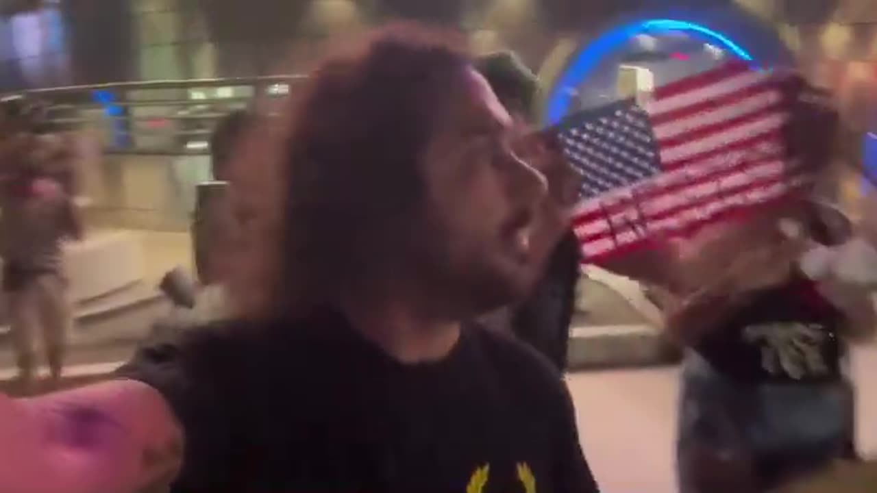 Liberal terrorlsts assauIt a man outside of the Tesla Diner in Los Angeles