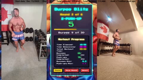 Everyday 450 push ups and 180 Burpees!