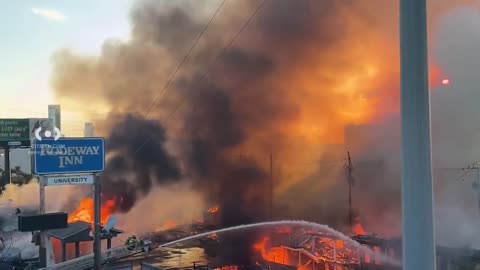 Multiple buildings went up in flames at the former Motel 9 University/Downtown in Austin. The fire, 