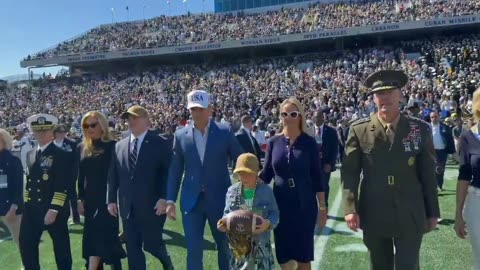 Secretary of War Pete Hegseth and family arrived at the Air Force/Navy game