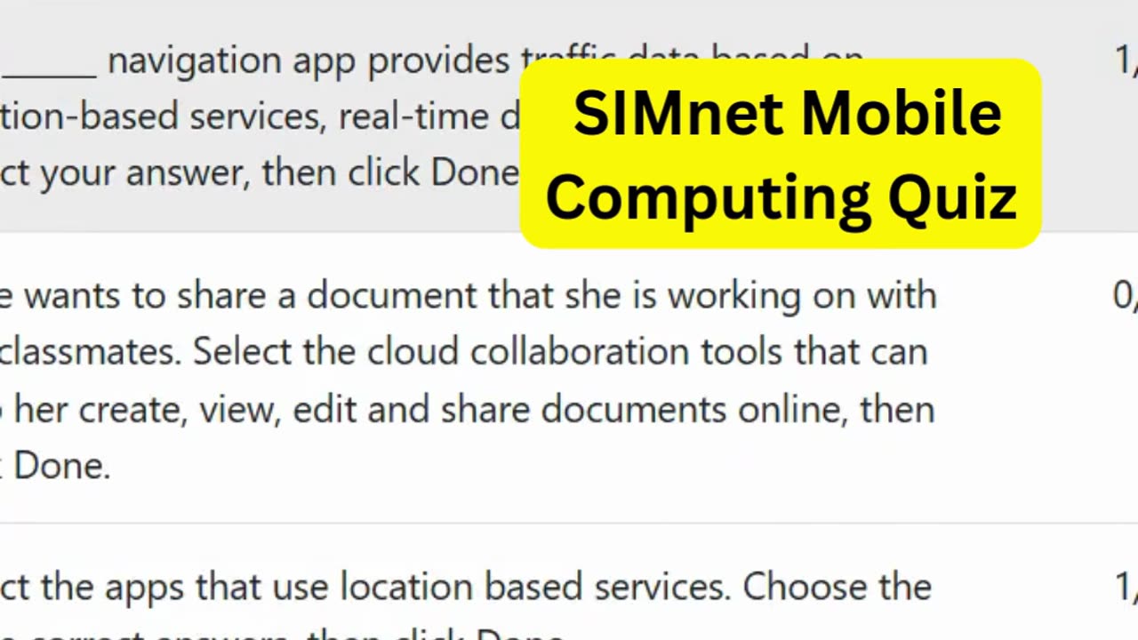 SIMnet Mobile Computing Quiz | INF 104 Computer Literacy | McGraw Hill SIMnet